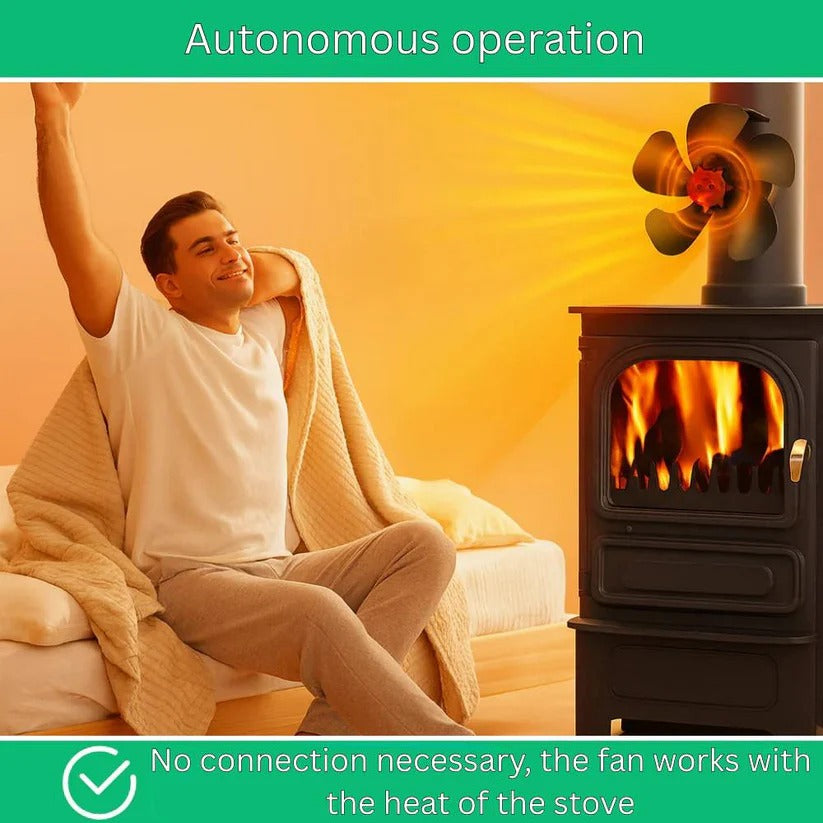 Silent Wood Stove Top Fan for Efficient Heat Distribution and Warm Air Circulation