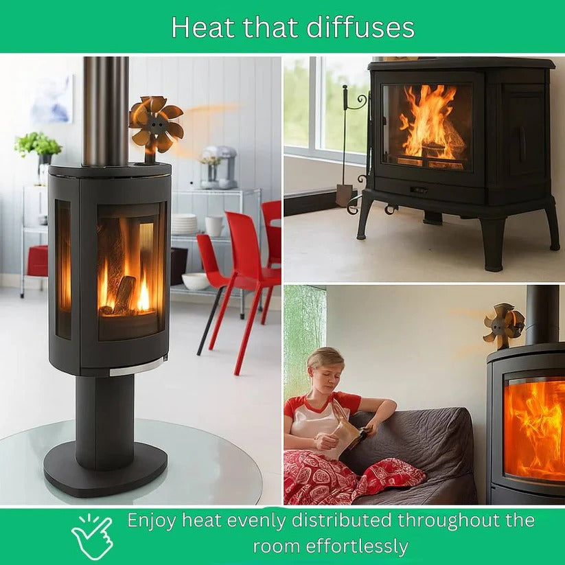Silent Wood Stove Top Fan for Efficient Heat Distribution and Warm Air Circulation