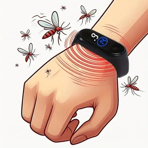 Wearable Ultrasonic Mosquito Deterrent Wristband with Clip On Design