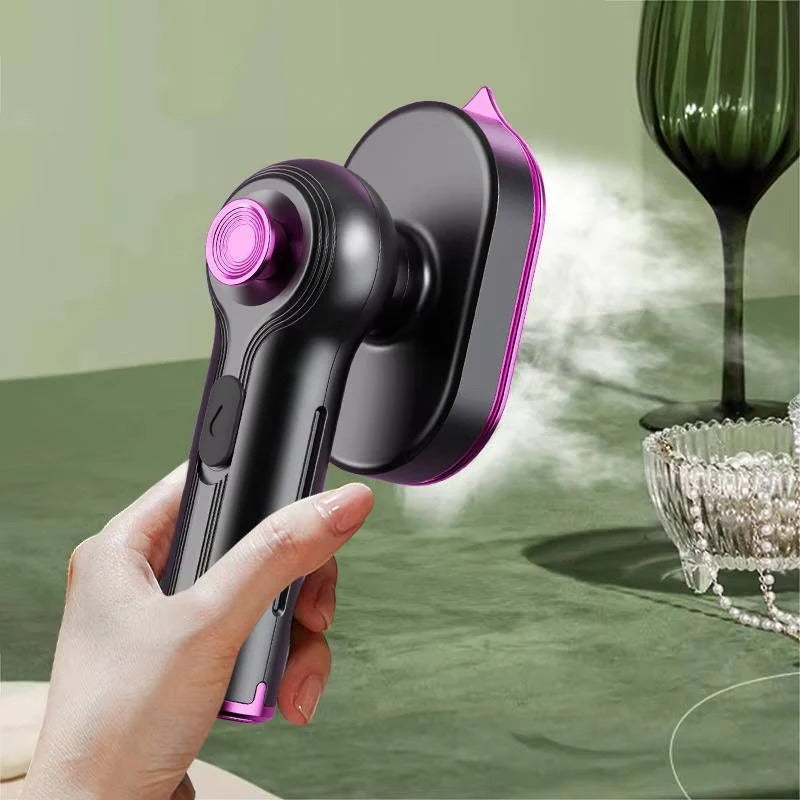Portable Garment Steamer with Rotating Handle and Visible Water Tank