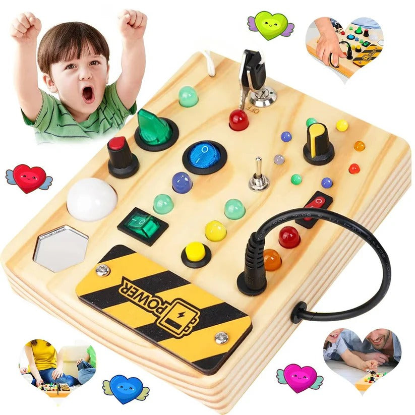 Montessori Wooden Switch Board with LED Lights for Toddlers