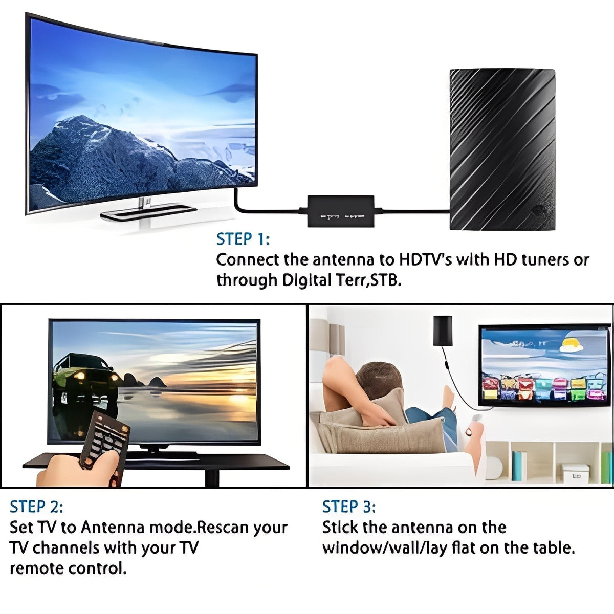 Digital TV Antenna for Over the Air Broadcast Reception