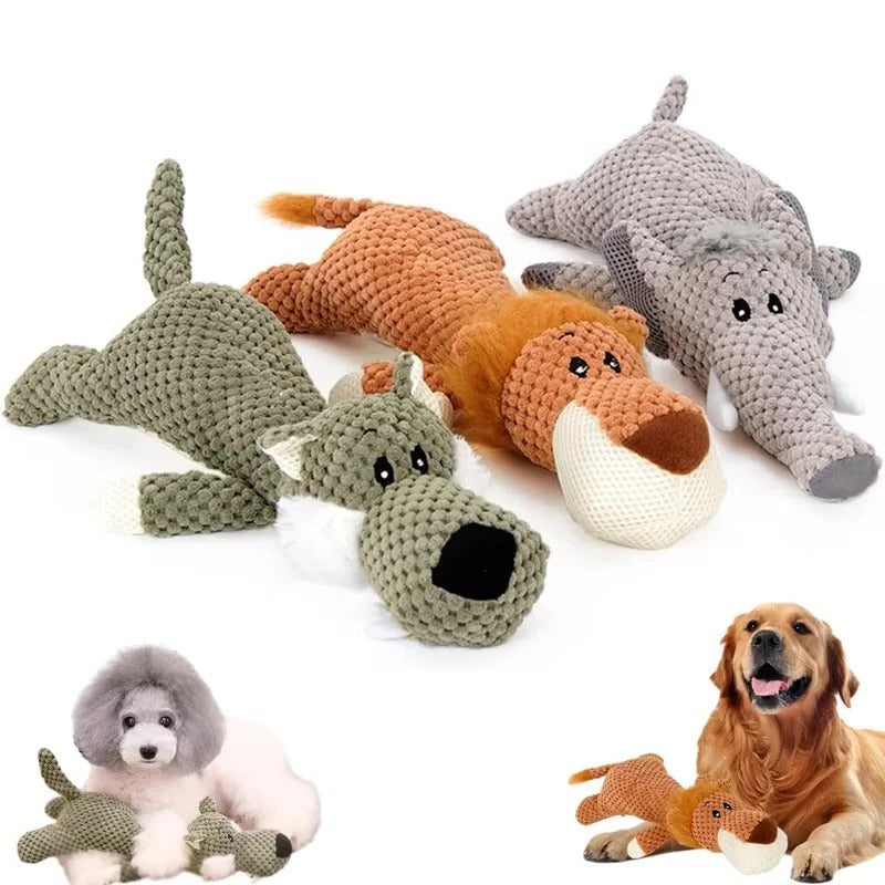 Plush Dog Toy with Built In Squeaker for Indoor Play and Fetch