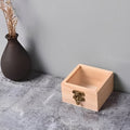 Square Wooden Storage Box with Hinged Lid for Jewelry and Desktop Items