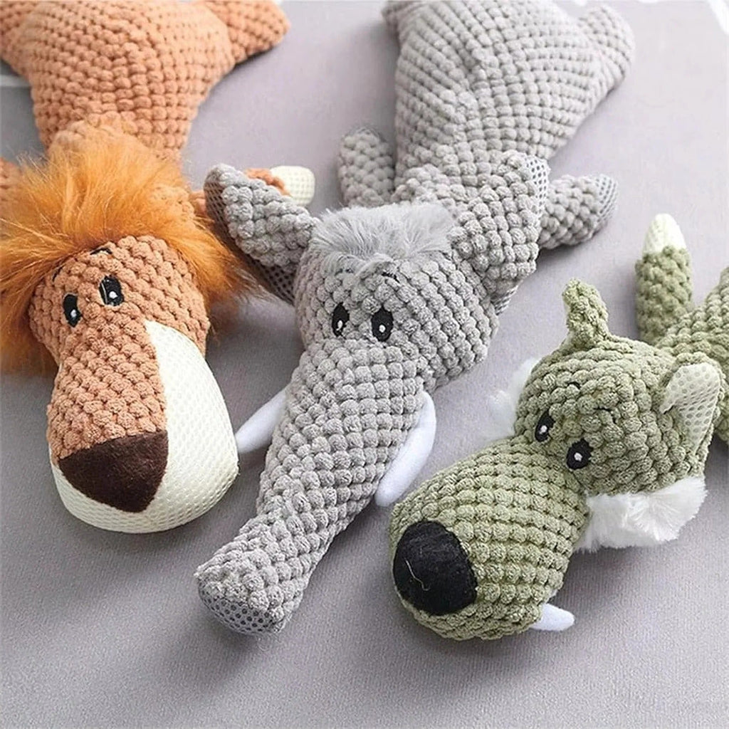 Plush Dog Toy with Built In Squeaker for Indoor Play and Fetch