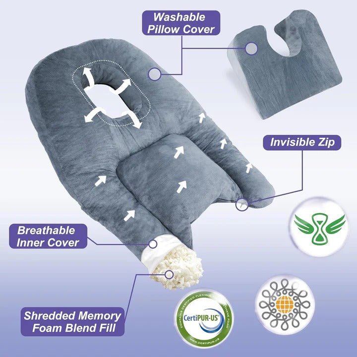 Face Down Recovery Pillow Recovery Pillow with Face Cavity Opening