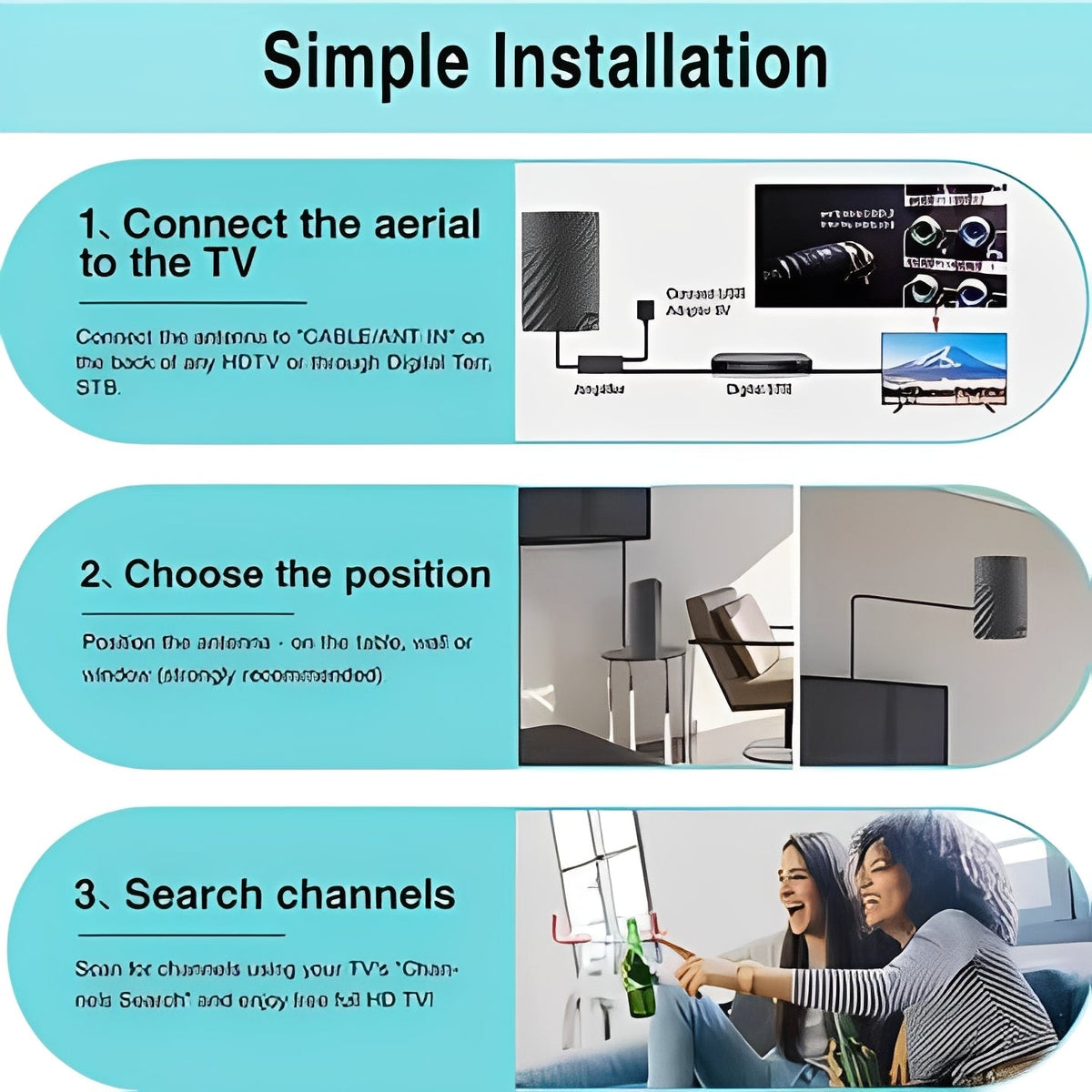 Digital TV Antenna for Over the Air Broadcast Reception