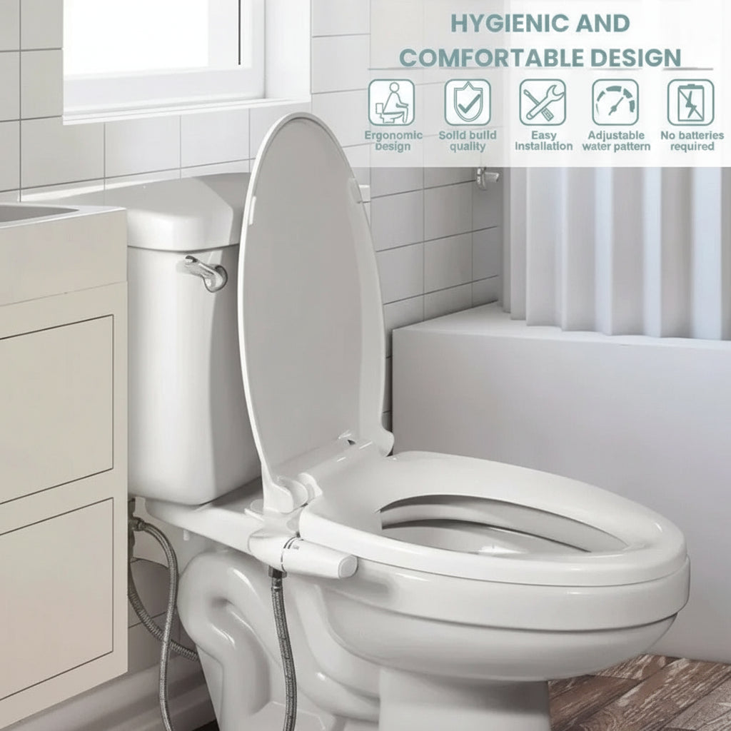 Dual Nozzle Toilet Bidet Attachment with Rear and Gentle Wash