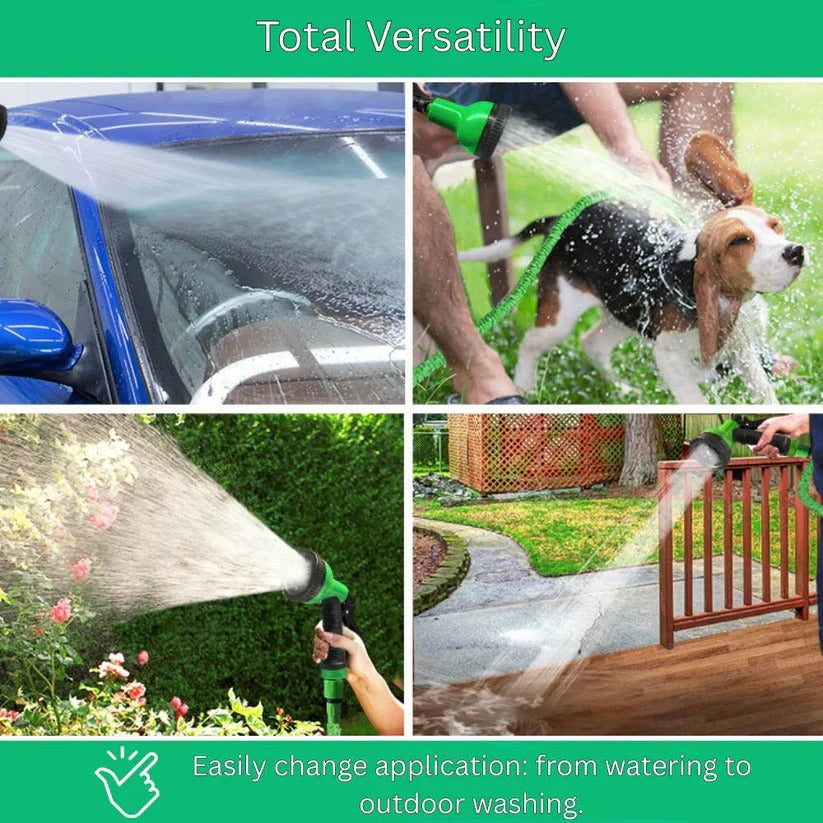 Flexible Expandable Garden Hose with 10 Nozzle Settings and Leak-Proof Fittings