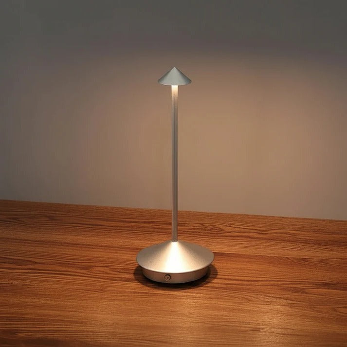Portable Wireless LED Table Lamp with Touch Controlled Dimming Design