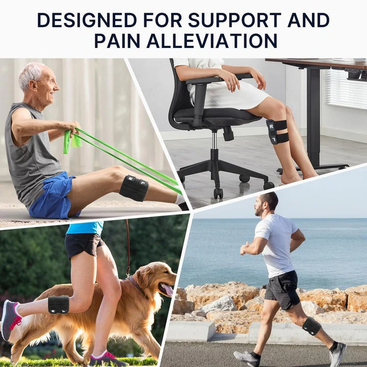 Knee Support Brace with Adjustable Buckle Straps and Dual Pads