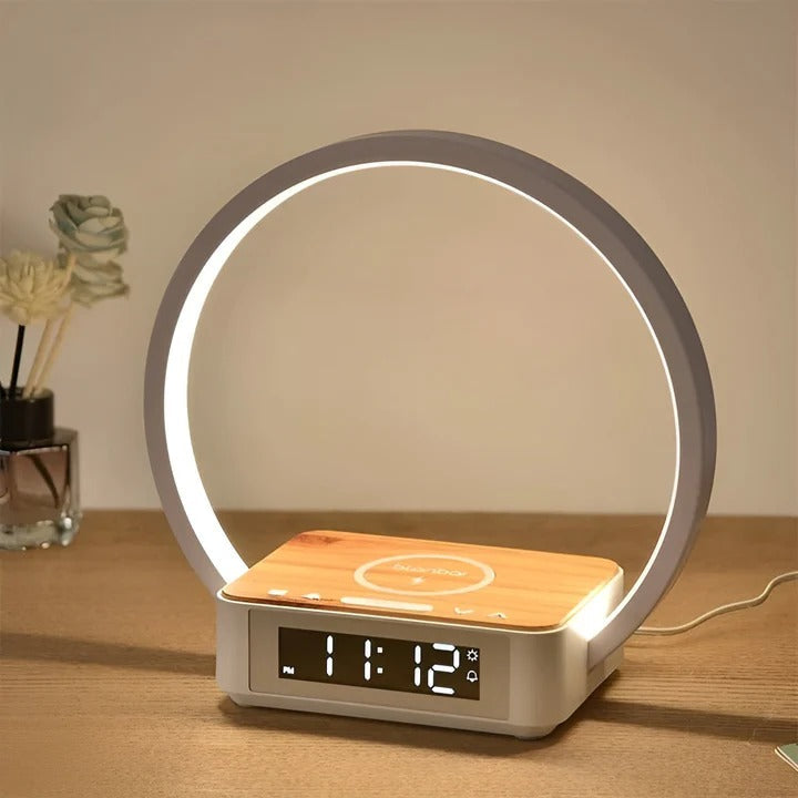 3 in 1 Bedside Table Lamp with Wireless Charging and Digital Alarm Clock