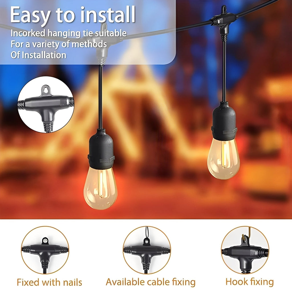 Outdoor LED String Lights with E27 Sockets and 220V Power