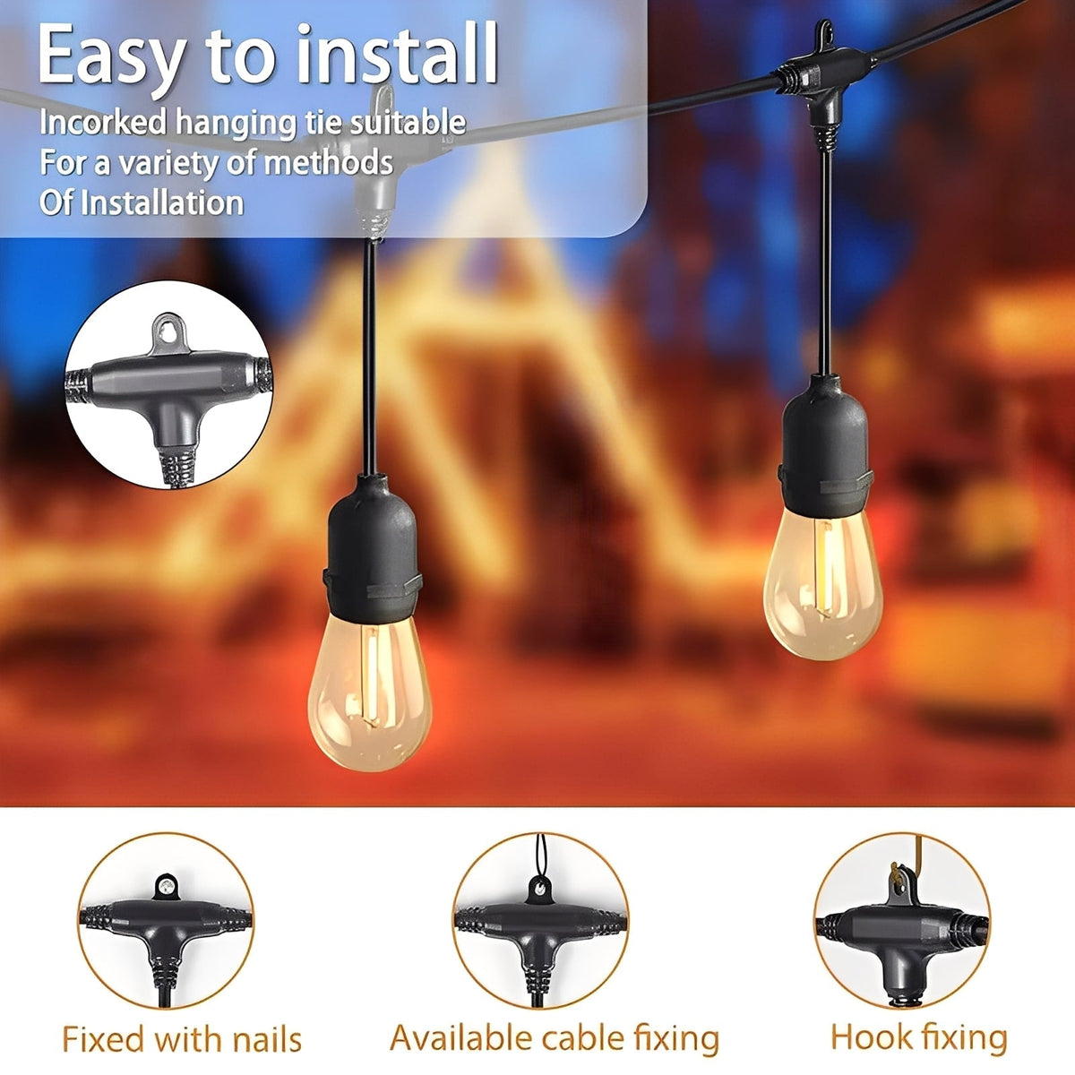 Outdoor LED String Lights with E27 Sockets and 220V Power