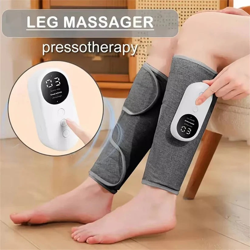 Cordless Air Compression Leg Massager with Heat Therapy and Calf Wrap Design