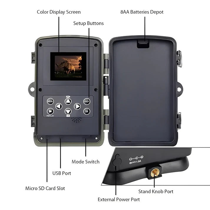 Trail Camera with PIR Motion Sensor and Infrared Night Capture