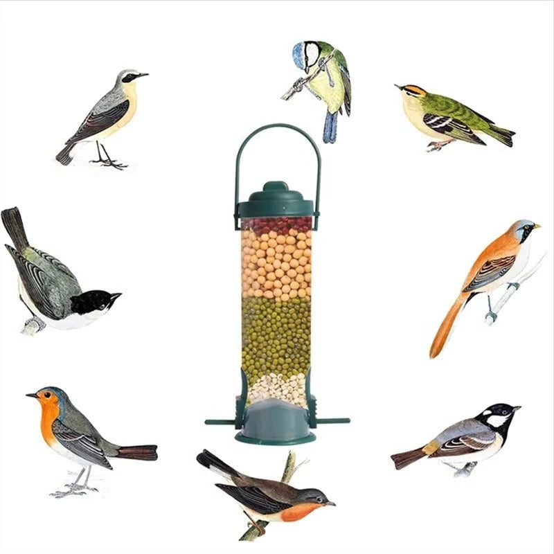 Window Mounted Metal Bird Feeder and Weight-Activated Perch for Seed Feeding