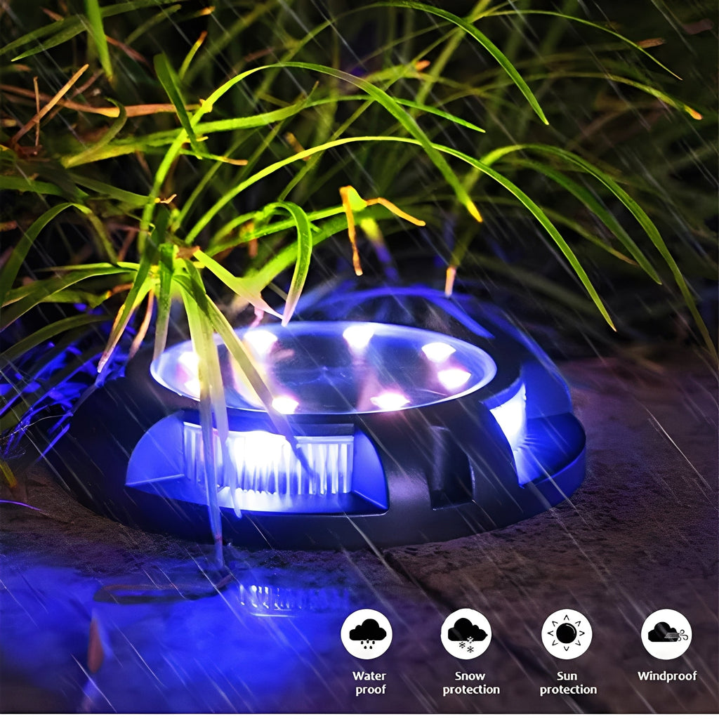Outdoor Solar LED Ground Lights with Disk Style Design