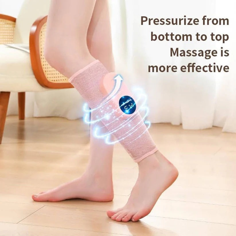 Cordless Air Compression Leg Massager with Heat Therapy and Calf Wrap Design