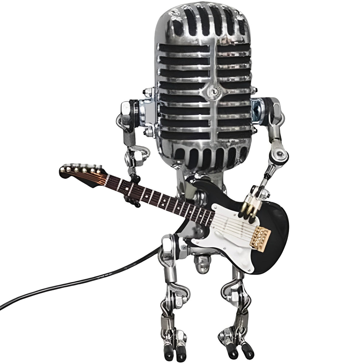 Retro LED Decorative Desk Light with Vintage Microphone Robot Design
