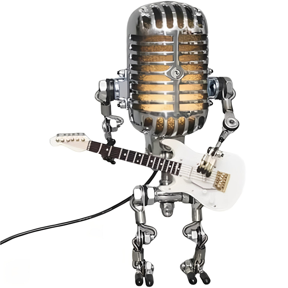 Retro LED Decorative Desk Light with Vintage Microphone Robot Design