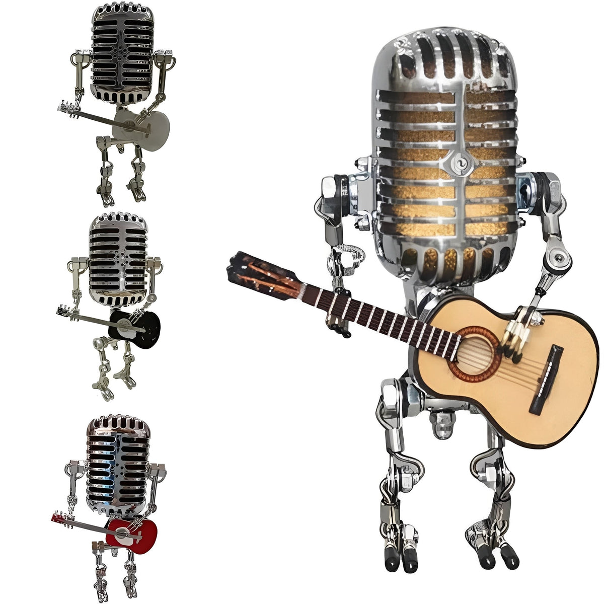 Retro LED Decorative Desk Light with Vintage Microphone Robot Design