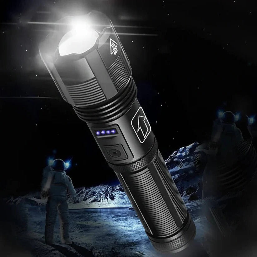 USB Rechargeable Aluminum Flashlight with Battery Indicator