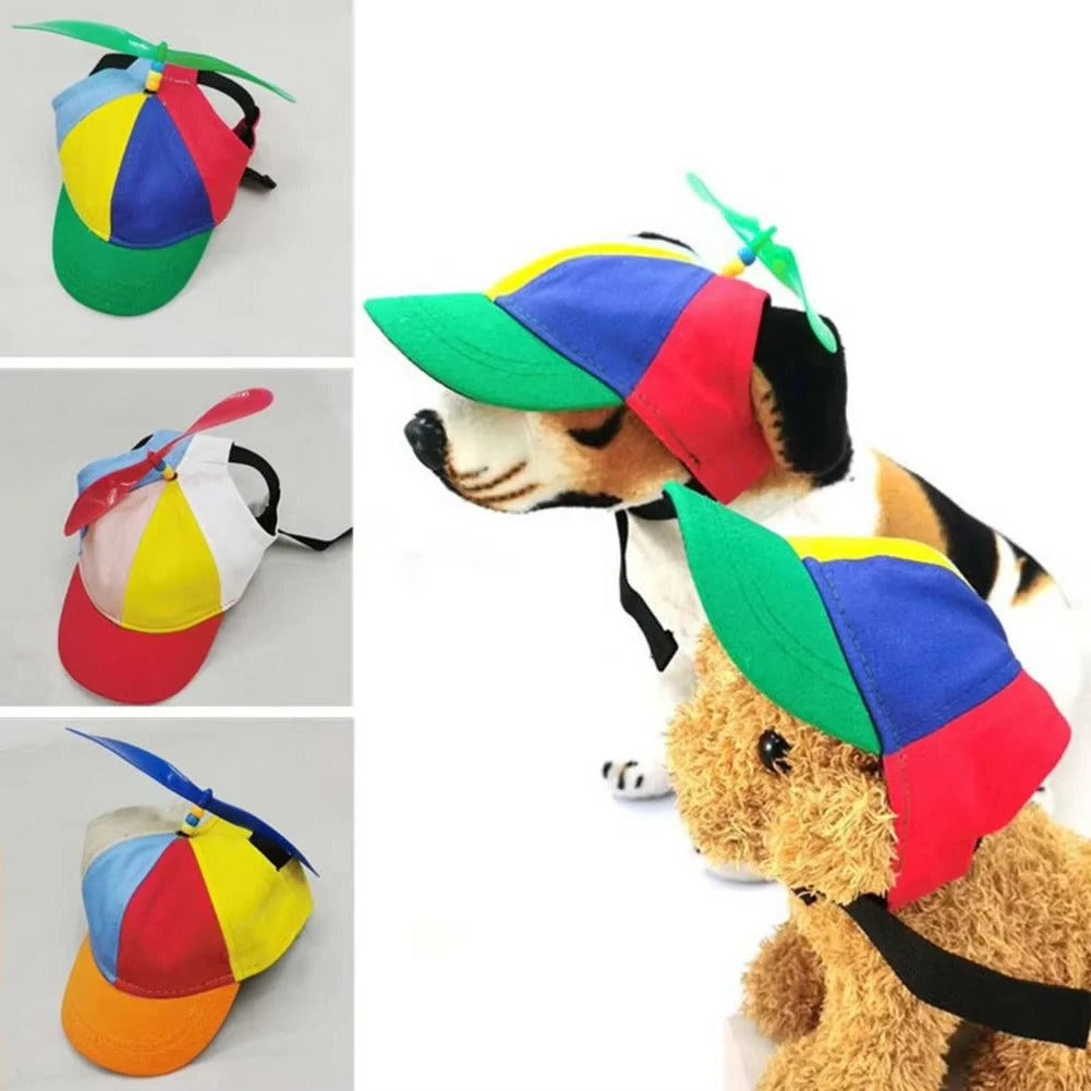 Adjustable Pet Cap with Decorative Propeller