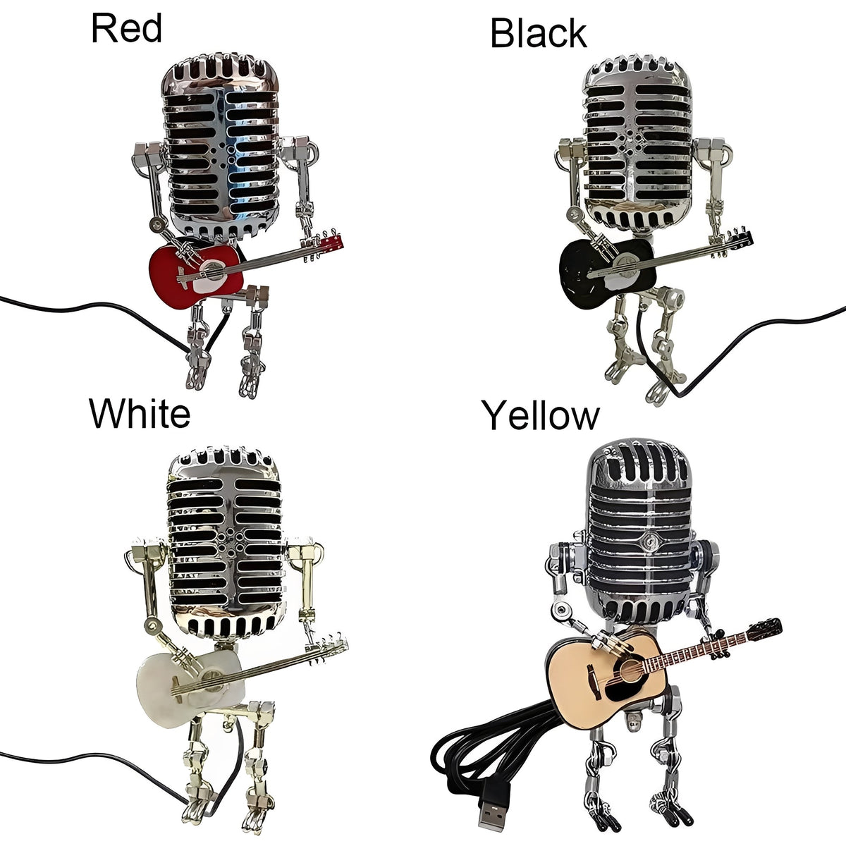 Retro LED Decorative Desk Light with Vintage Microphone Robot Design