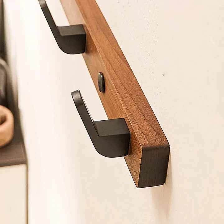 Wall Mounted Coat Hook with Wood and Metal Design