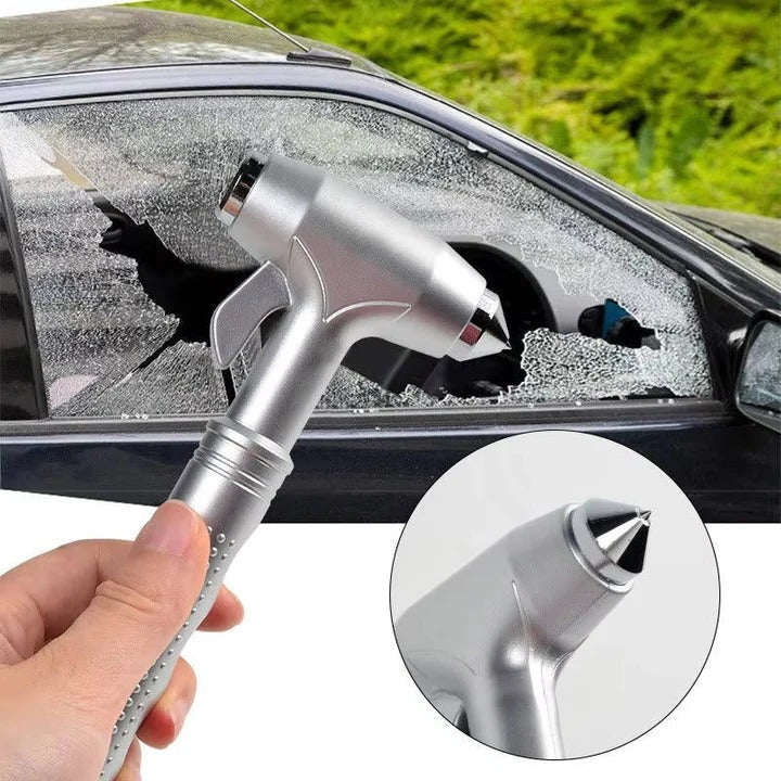 Car Safety Hammer with Tungsten Steel Tip and Seatbelt Cutter, Set of 3