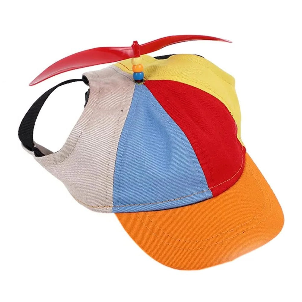 Adjustable Pet Cap with Decorative Propeller