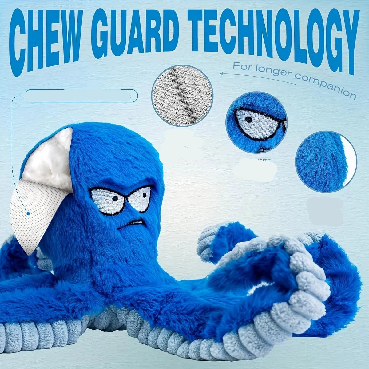 Plush Octopus Shaped Pet Toy with Sound Feature