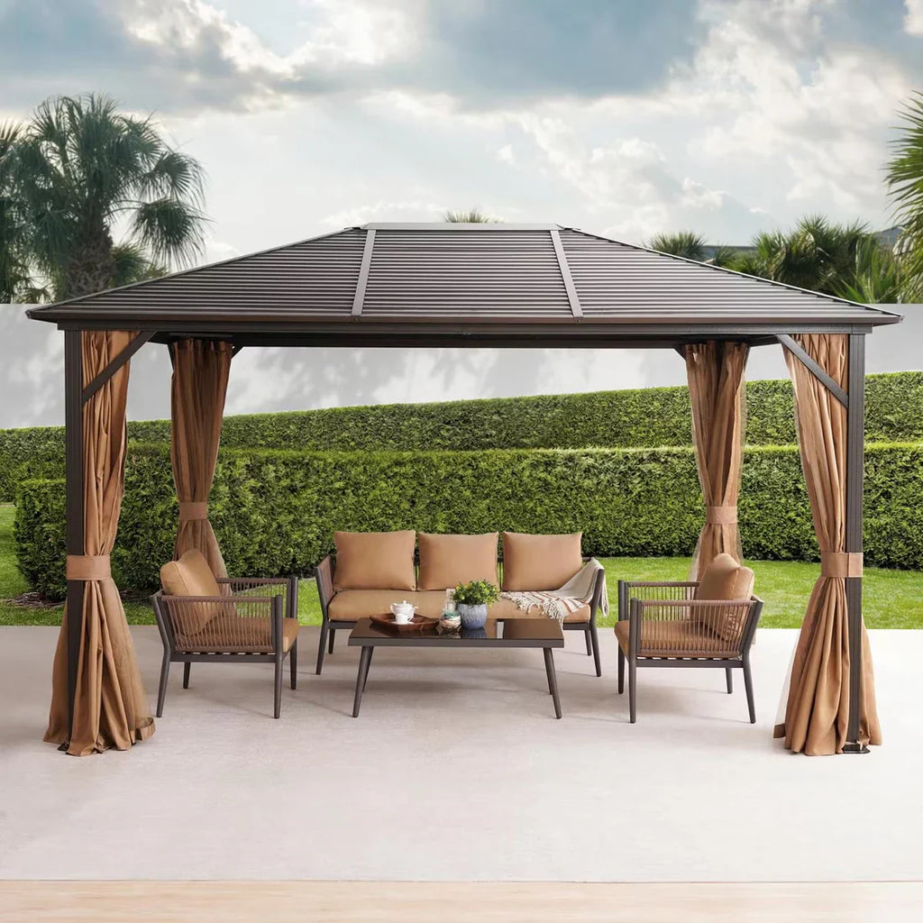 Seranta Brown Outdoor Gazebo with Netting & Aluminium Frame