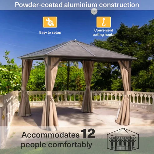 Seranta Brown Outdoor Gazebo with Netting & Aluminium Frame