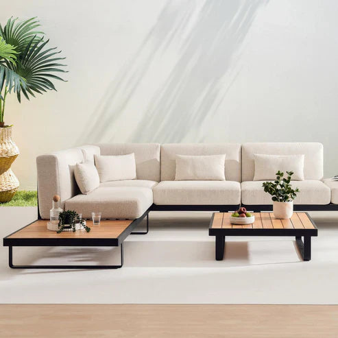 Solvara Luxe 8-Seater Outdoor Corner Sofa Set, Beige
