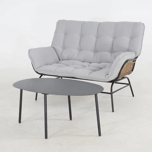 Sorella 4-Seater Outdoor Sofa Set in Grey with Coffee Table & End Table