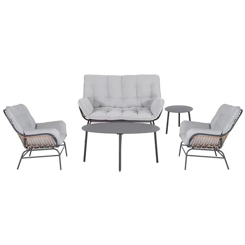 Sorella 4-Seater Outdoor Sofa Set in Grey with Coffee Table & End Table