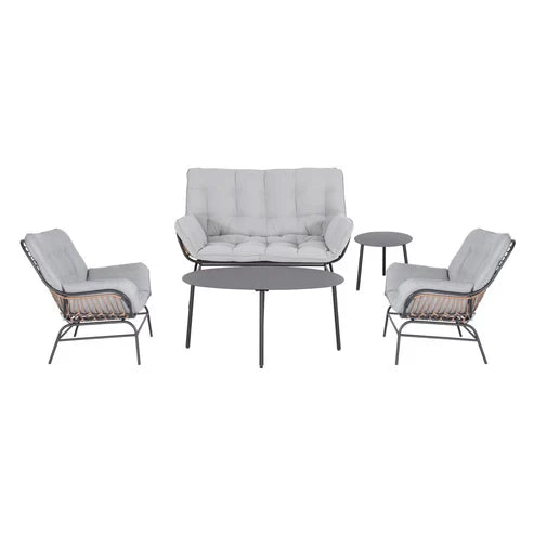 Sorella 4-Seater Outdoor Sofa Set in Grey with Coffee Table & End Table