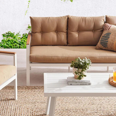 Verano 5-Seater Outdoor Sofa Set in Brown with Coffee Table