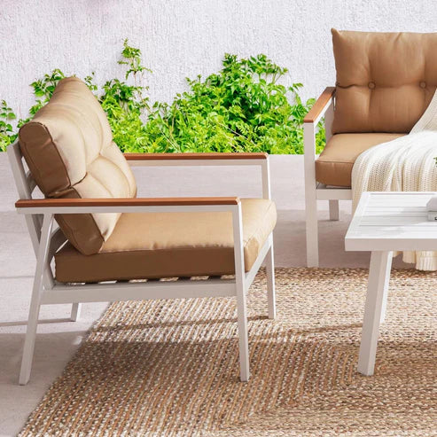 Verano 5-Seater Outdoor Sofa Set in Brown with Coffee Table
