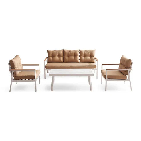 Verano 5-Seater Outdoor Sofa Set in Brown with Coffee Table